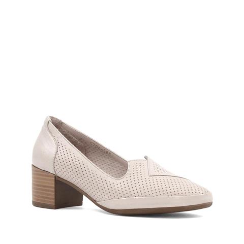 Kadın Vizon Kalın Topuklu Deri Klasik Ayakkabı