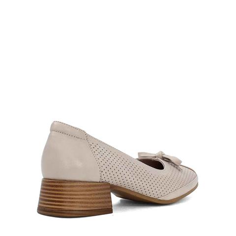 Kadın Vizon Kalın Topuklu Deri Klasik Ayakkabı