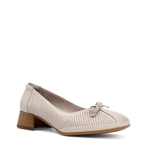 Kadın Vizon Kalın Topuklu Deri Klasik Ayakkabı