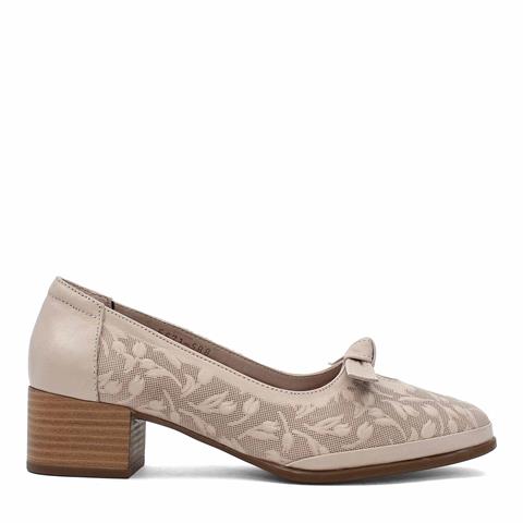 Kadın Vizon Kalın Topuklu Deri Klasik Ayakkabı