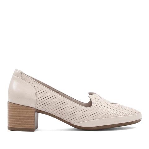 Kadın Vizon Kalın Topuklu Deri Klasik Ayakkabı