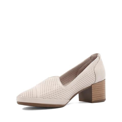 Kadın Vizon Kalın Topuklu Deri Klasik Ayakkabı