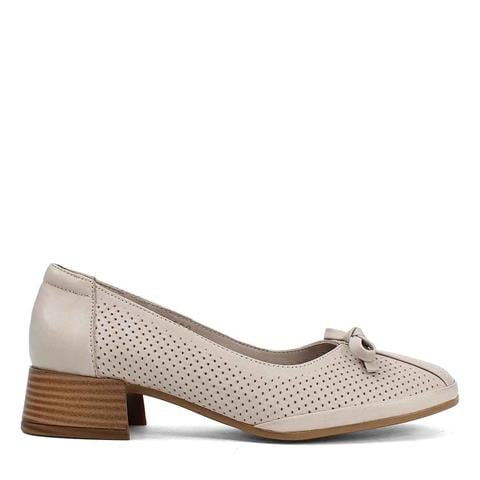 Kadın Vizon Kalın Topuklu Deri Klasik Ayakkabı