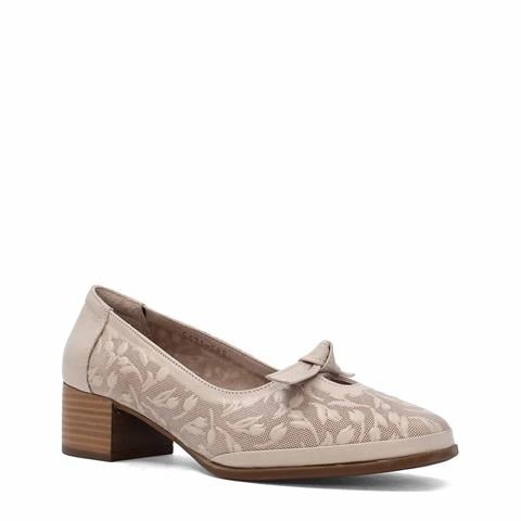 Kadın Vizon Kalın Topuklu Deri Klasik Ayakkabı