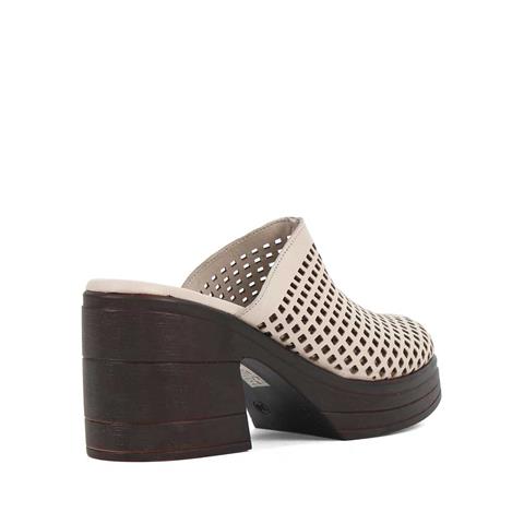 Kadın Vizon Kalın Topuklu Deri Terlik