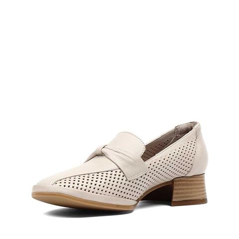 Kadın Vizon Kısa Kalın Topuklu Deri Ayakkabı