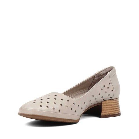 Kadın Vizon Kısa Kalın Topuklu Deri Ayakkabı