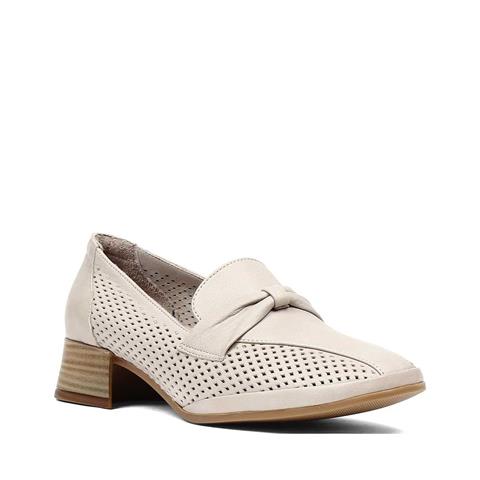 Kadın Vizon Kısa Kalın Topuklu Deri Ayakkabı