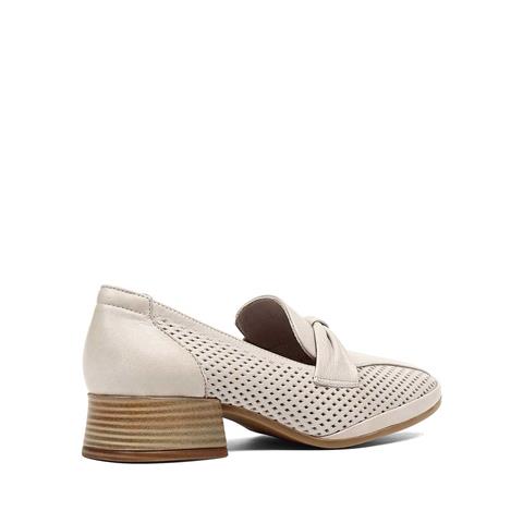 Kadın Vizon Kısa Kalın Topuklu Deri Ayakkabı