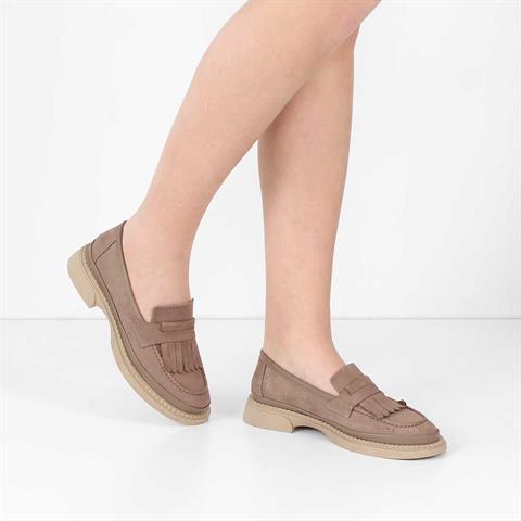 Kadın Vizon Nubuk Deri Loafer