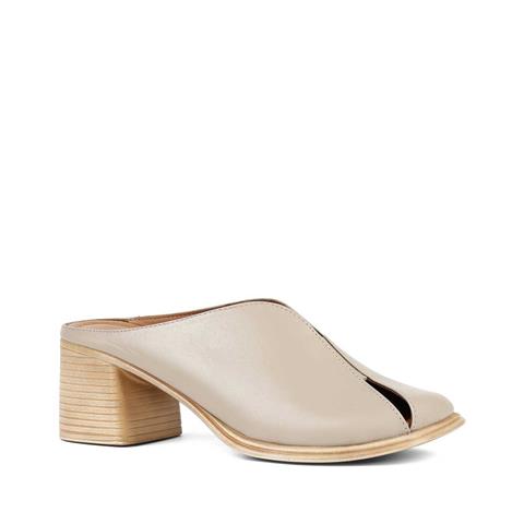 Kadın Vizon Önü Kapalı Topuklu Deri Terlik