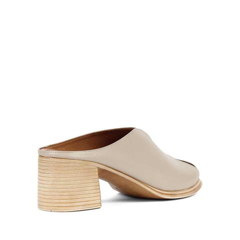 Kadın Vizon Önü Kapalı Topuklu Deri Terlik