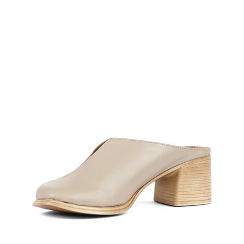 Kadın Vizon Önü Kapalı Topuklu Deri Terlik