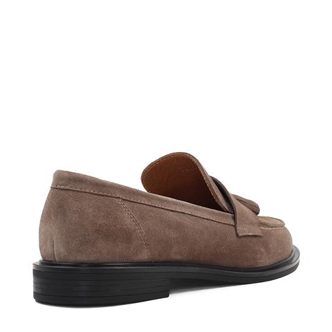 Kadın Vizon Püsküllü Süet Deri Loafer