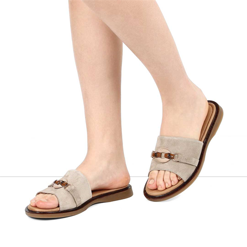 Kadın Vizon Süet Deri Terlik