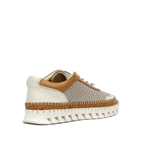 Kadın Vizon Taba Bağcıklı Kalın Tabanlı Deri Sneaker