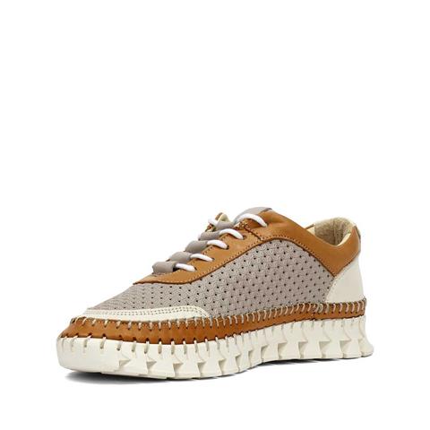 Kadın Vizon Taba Bağcıklı Kalın Tabanlı Deri Sneaker