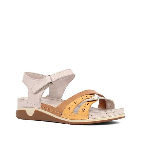 Kadın Vizon Taba Bilekten Bantlı Deri Sandalet