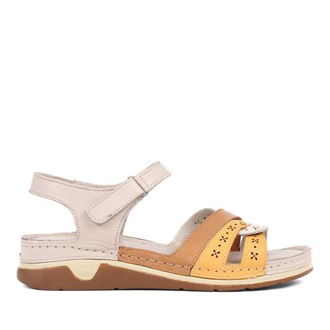 Kadın Vizon Taba Bilekten Bantlı Deri Sandalet