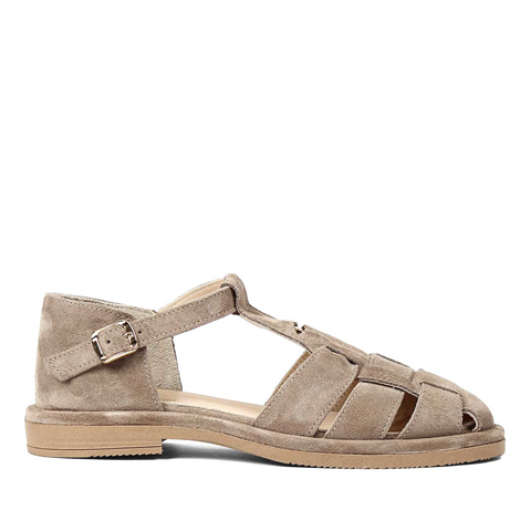 Kadın Vizon Tokalı Gladyatör Süet Deri Sandalet