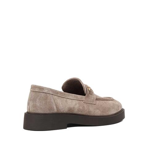 Kadın Vizon Tokalı Süet Deri Loafer