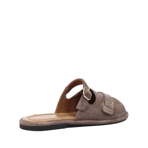 Kadın Vizon Tokalı Süet Deri Terlik