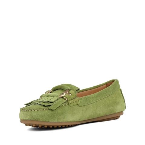 Kadın Yeşil Püsküllü Süet Deri Babet