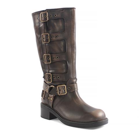 Kadın Kahverengi Tokalı Deri Çizme