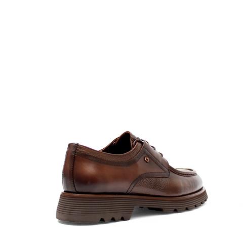 Erkek Kahverengi Bağcıklı Kalın Tabanlı Deri Günlük Ayakkabı