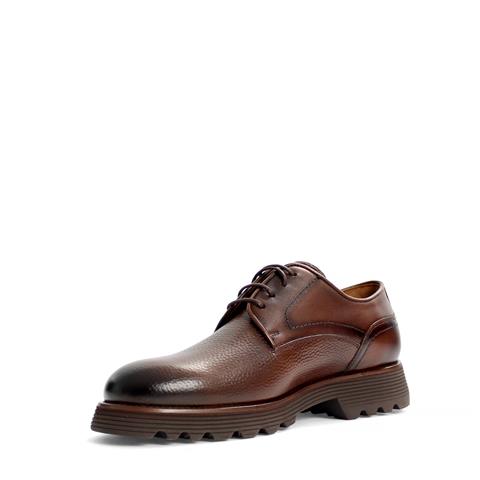 Erkek Kahverengi Bağcıklı Kalın Tabanlı Deri Günlük Ayakkabı