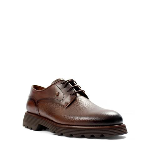 Erkek Kahverengi Bağcıklı Kalın Tabanlı Deri Günlük Ayakkabı