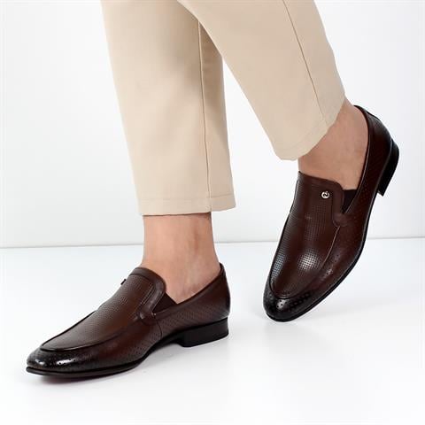 Erkek Kahverengi Deri Loafer