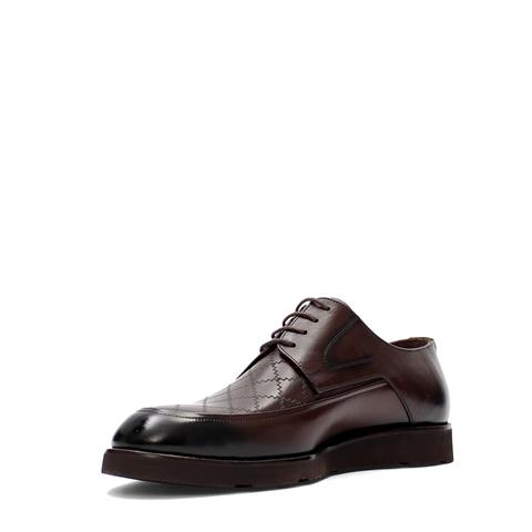 Erkek Kahverengi Bağcıklı Kalın Tabanlı Deri Günlük Ayakkabı