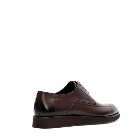 Erkek Kahverengi Bağcıklı Kalın Tabanlı Deri Günlük Ayakkabı