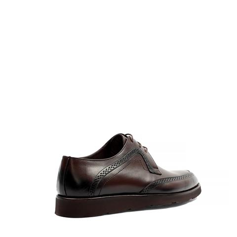 Erkek Kahverengi Bağcıklı Kalın Tabanlı Deri Günlük Ayakkabı