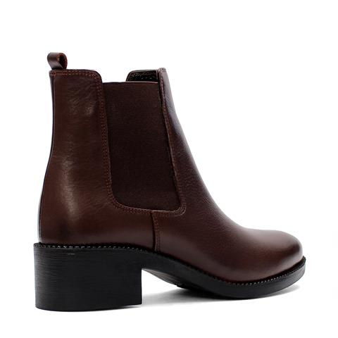 Kadın Kahverengi Kalın Tabanlı Deri Chelsea Bot