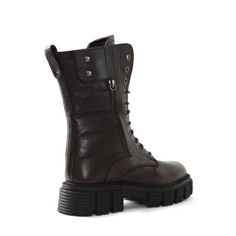 Kadın Kahverengi Fermuarlı Kalın Tabanlı Deri Postal Bot