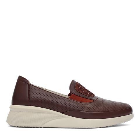 Kadın Kahverengi Dolgu Topuklu Deri Ayakkabı