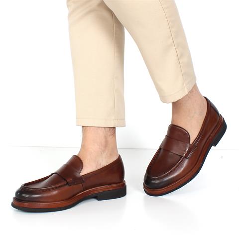 Erkek Kahverengi Deri Loafer