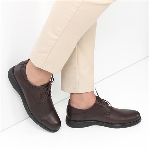 Erkek Kahverengi Bağcıklı Deri Günlük Ayakkabı