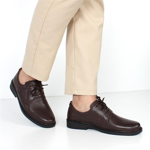 Erkek Kahverengi Bağcıklı Deri Günlük Ayakkabı