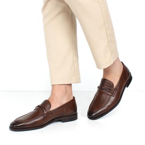 Erkek Kahverengi Deri Loafer