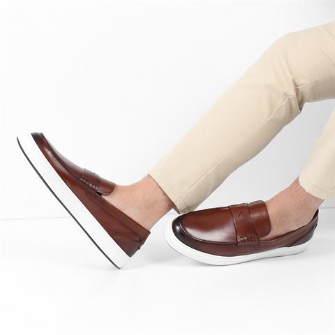 Erkek Kahverengi Deri Loafer