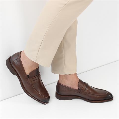 Erkek Kahverengi Deri Loafer