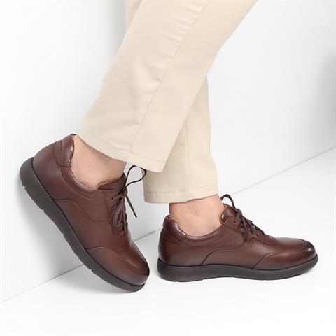 Erkek Kahverengi Bağcıklı Deri Günlük Ayakkabı