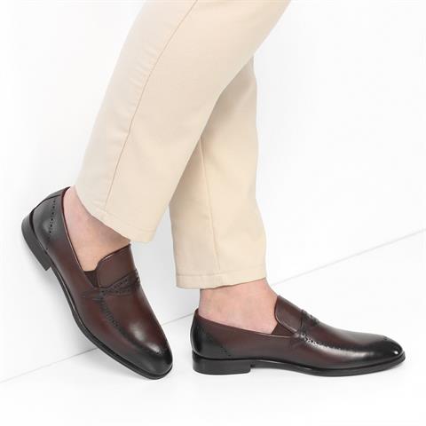 Erkek Kahverengi Deri Loafer