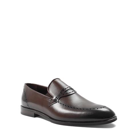 Erkek Kahverengi Deri Loafer