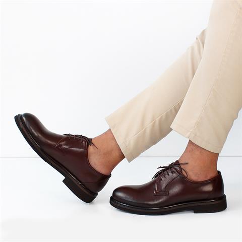 Erkek Kahverengi Bağcıklı Deri Klasik Ayakkabı