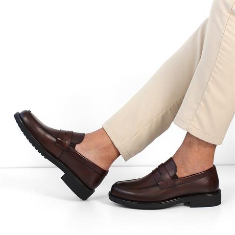 Erkek Kahverengi Deri Loafer