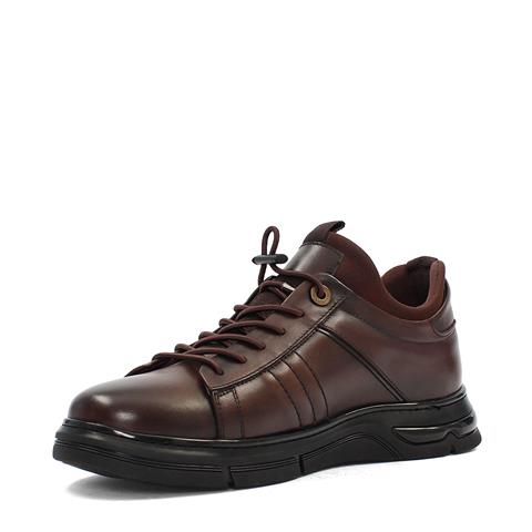 Erkek Kahverengi Bağcıklı Kalın Tabanlı Deri Sneaker